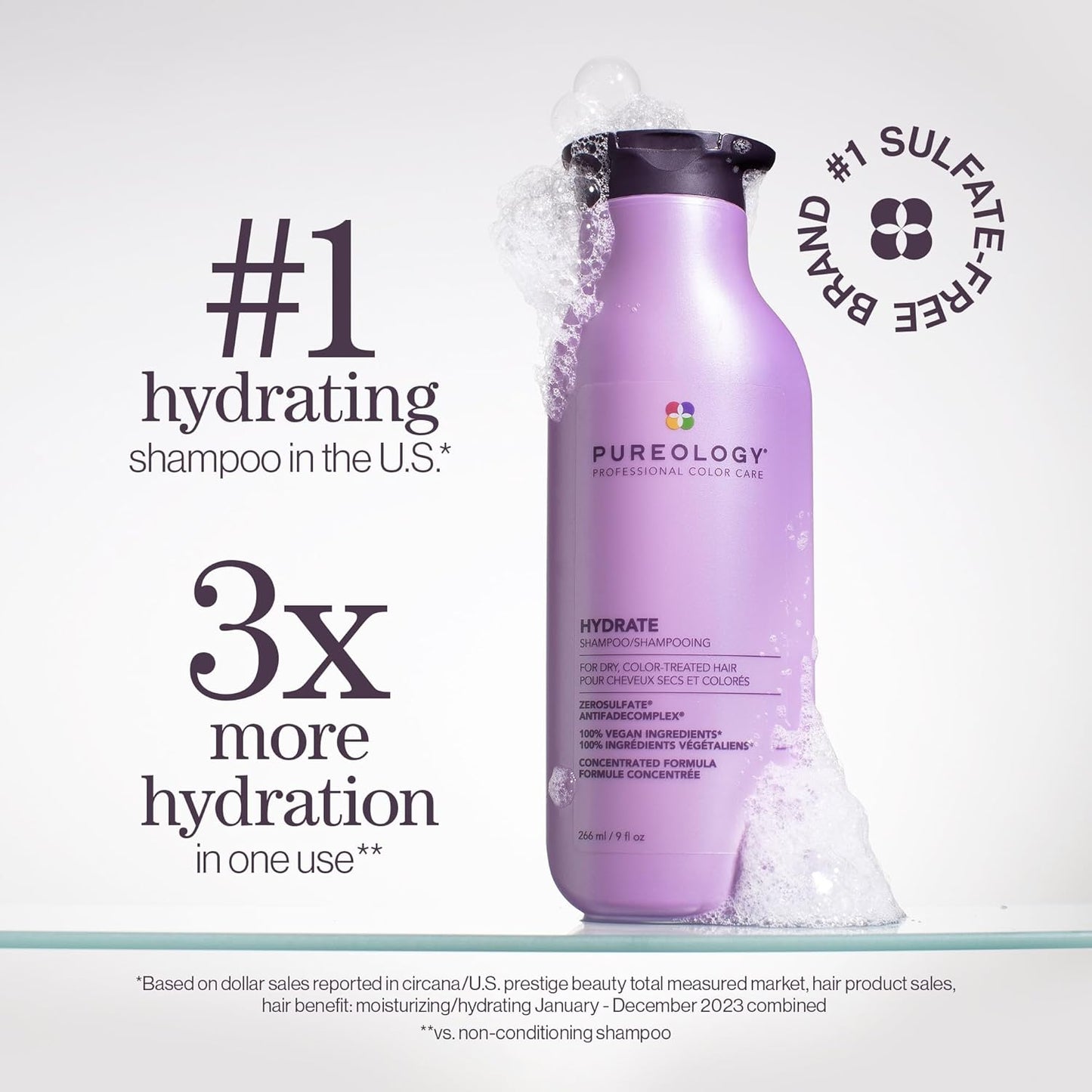 Pureology Hydrate Shampoo & Conditioner Set - Moisturizing for Medium to Thick Color-Treated Hair | Sulfate-Free, Deep Hydration
