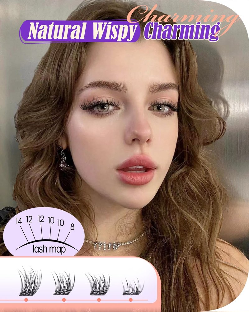 Natural Cluster Eyelashes - Short Lash Clusters 8-14mm | Ultra-Thin Band, DIY Silk Mink Extensions