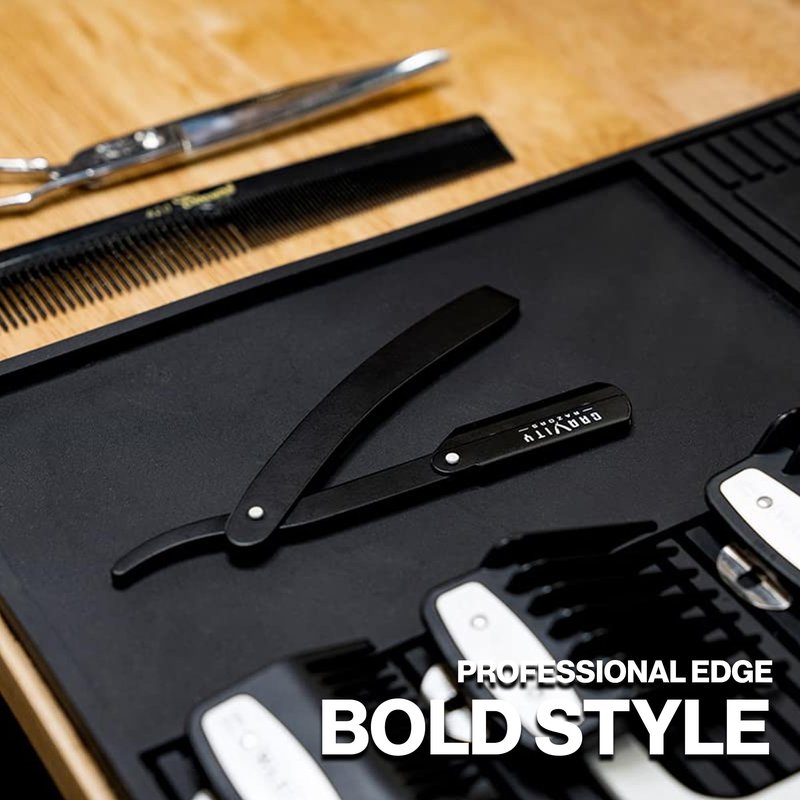 GRAVITY RAZORS Professional Straight Razor Kit – Minimal Exposure, Includes 10 Premium Blades, 0.5mm Exposed, Black