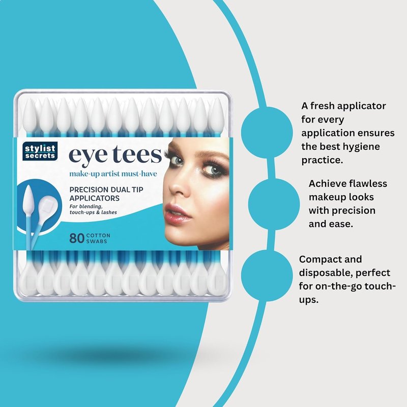 Fran Wilson EYE TEES Cotton Tips - Double-Sided Makeup Applicators for Precision Blending | 80 Count (2 Pack)