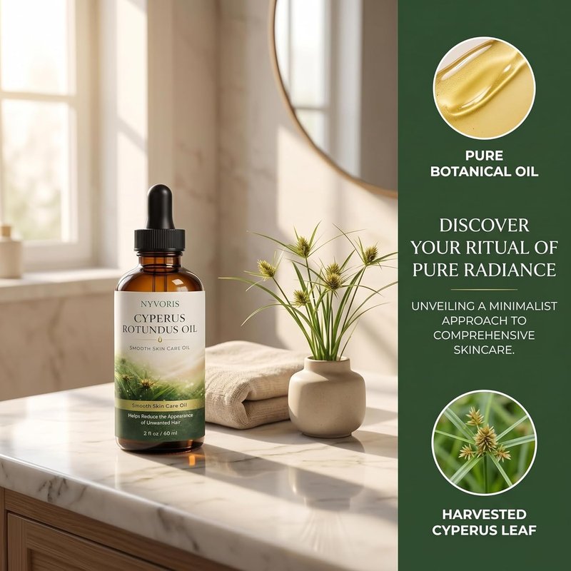 Cyperus Rotundus Oil for Hair Removal - Organic Cold-Pressed Moisturizing & Soothing Body Oil | 1 Pack