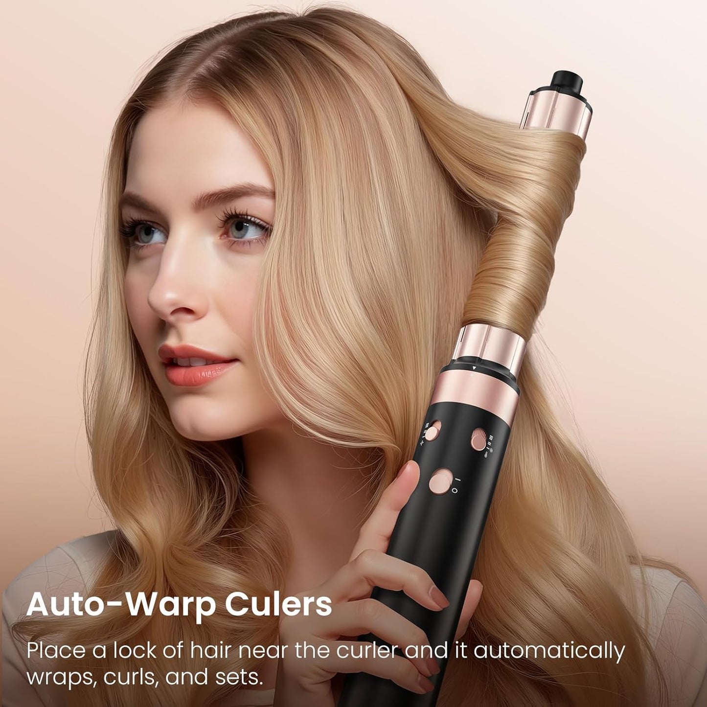 Dual Voltage Hair Styler - 3-in-1 High-Speed Hair Dryer & Auto-Wrap Curling Barrels | Travel-Friendly 110-240V with Bag