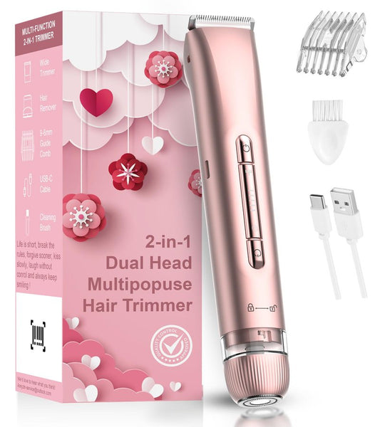 VEGITERIA Dual Head Electric Shaver for Ladies for Facial Hair Removal, IPX7 Waterproof, Painless & Flawless, USB Rechargeable, for Pubic, Bikini, Body, Face