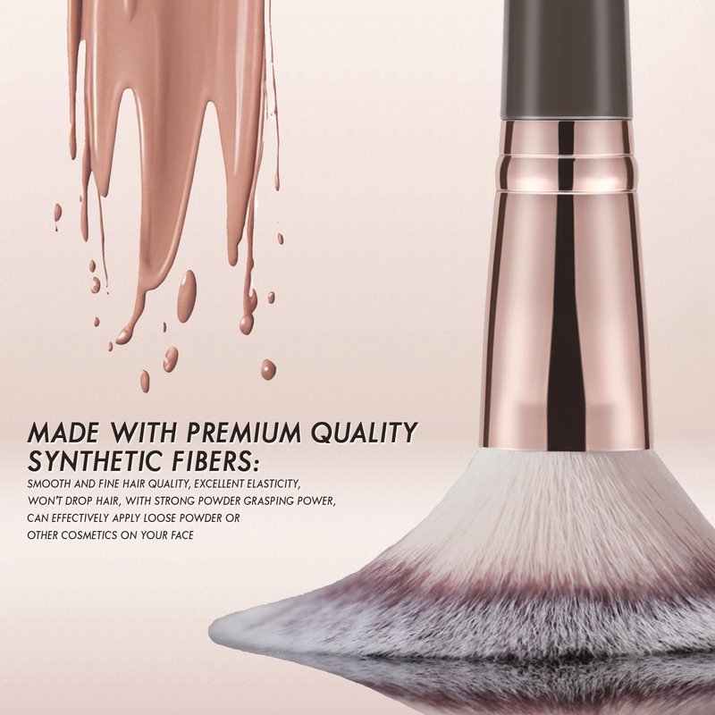 Double Ended Foundation Makeup Brush - Angled & Round Contour for Liquid, Powder, Blush | Brown