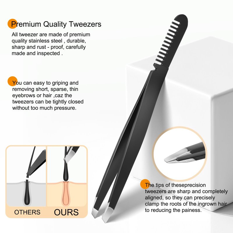 Tweezers Set,Precision Tweezers for Eyeborw Facial Hair Ingrown Hair Splinter Removal,Tweezers and Nail Clippers Set,Travel Nail Clippers Kit with Tweezer,Grooming Kit,Stocking Stuffing Gifts