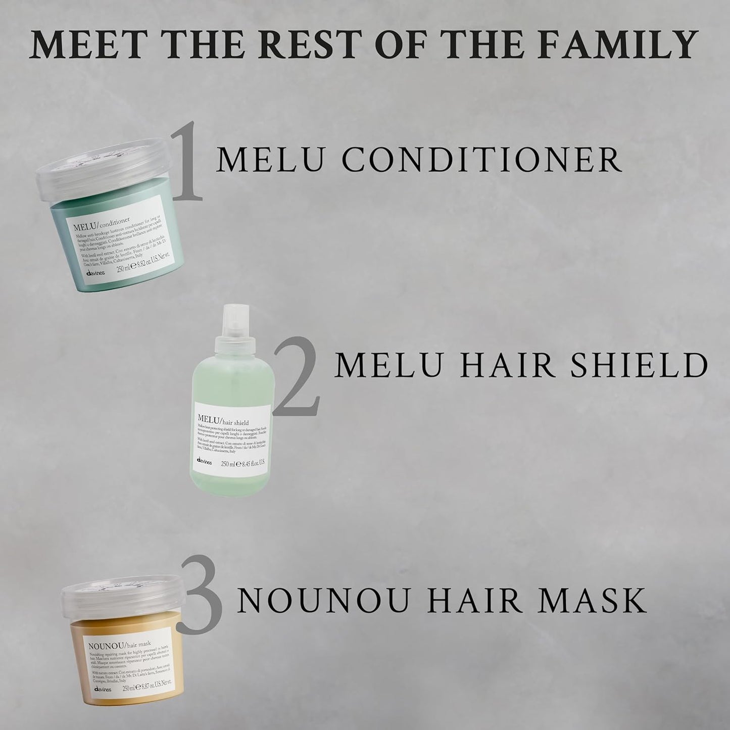 Davines MELU Shampoo - Anti-Breakage Cleanser for Long, Damaged Hair | Strengthens Strands & Adds Shine