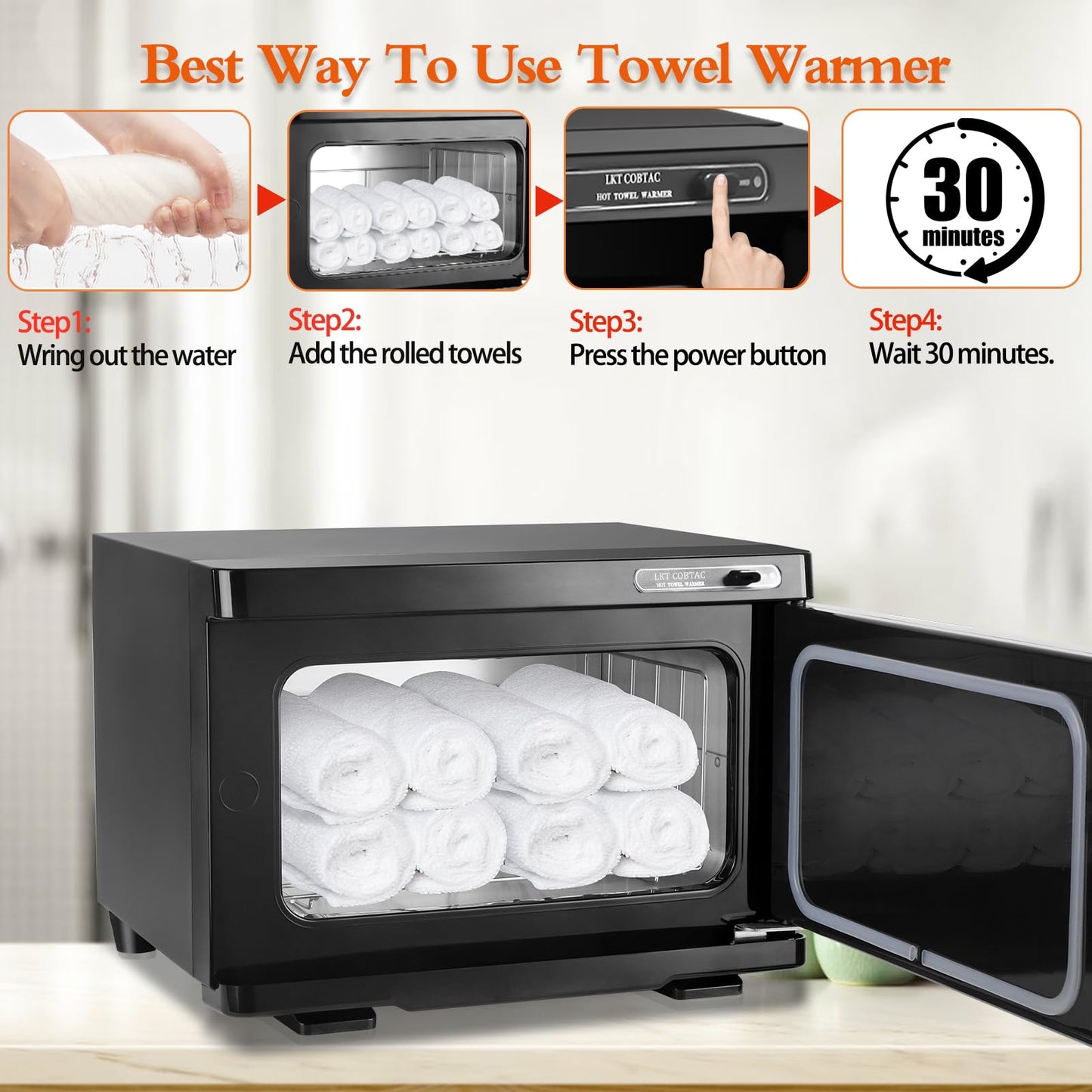 LKT COBTAC Hot Towel Warmer,Medium Towel Warmer Cabinet,Spa Hot Towel Caddy for Facial (8L Capacity)