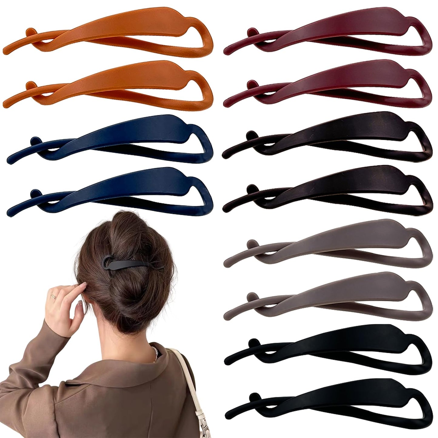 12 Pcs Banana Hair Clips for Women, French Twist Hair Barrettes, Flat Hair Claws, Minimalist Ponytail Holders, Strong Hold Hair Pins Fashion Hair Accessories for Girls Daily Wear