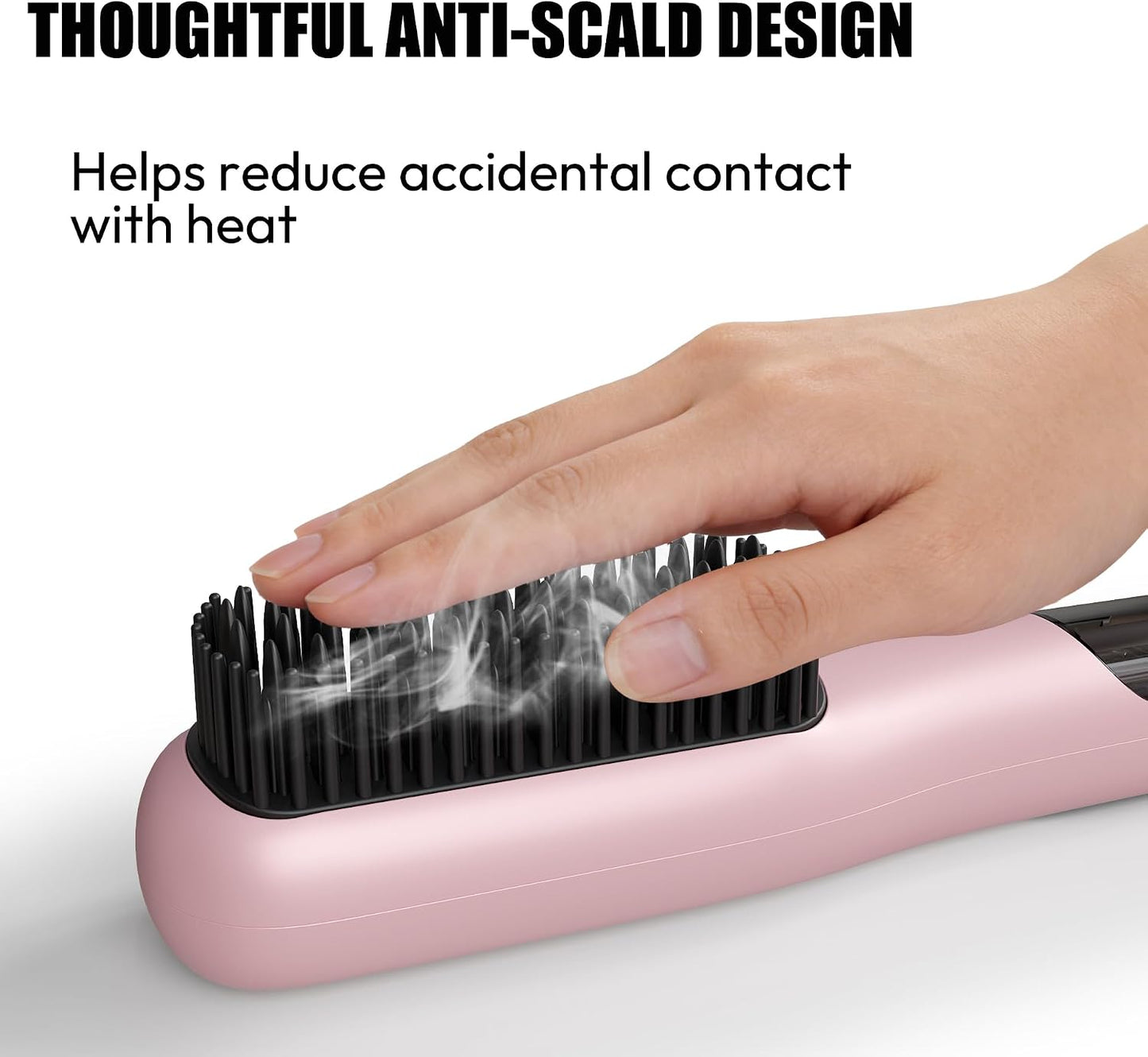 Steam Hair Straightener Brush - 3-in-1 Anti-Frizz Tool for Curly, Thick & Short Hair | Dual Voltage, Reduced Heat Damage
