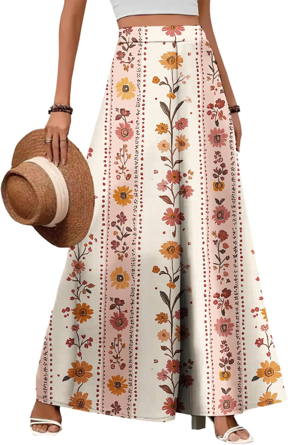 ZOCAVIA Women's Boho Wide Leg Pants - Lightweight High Waisted Palazzo Trousers with Pockets | Summer Casual Style