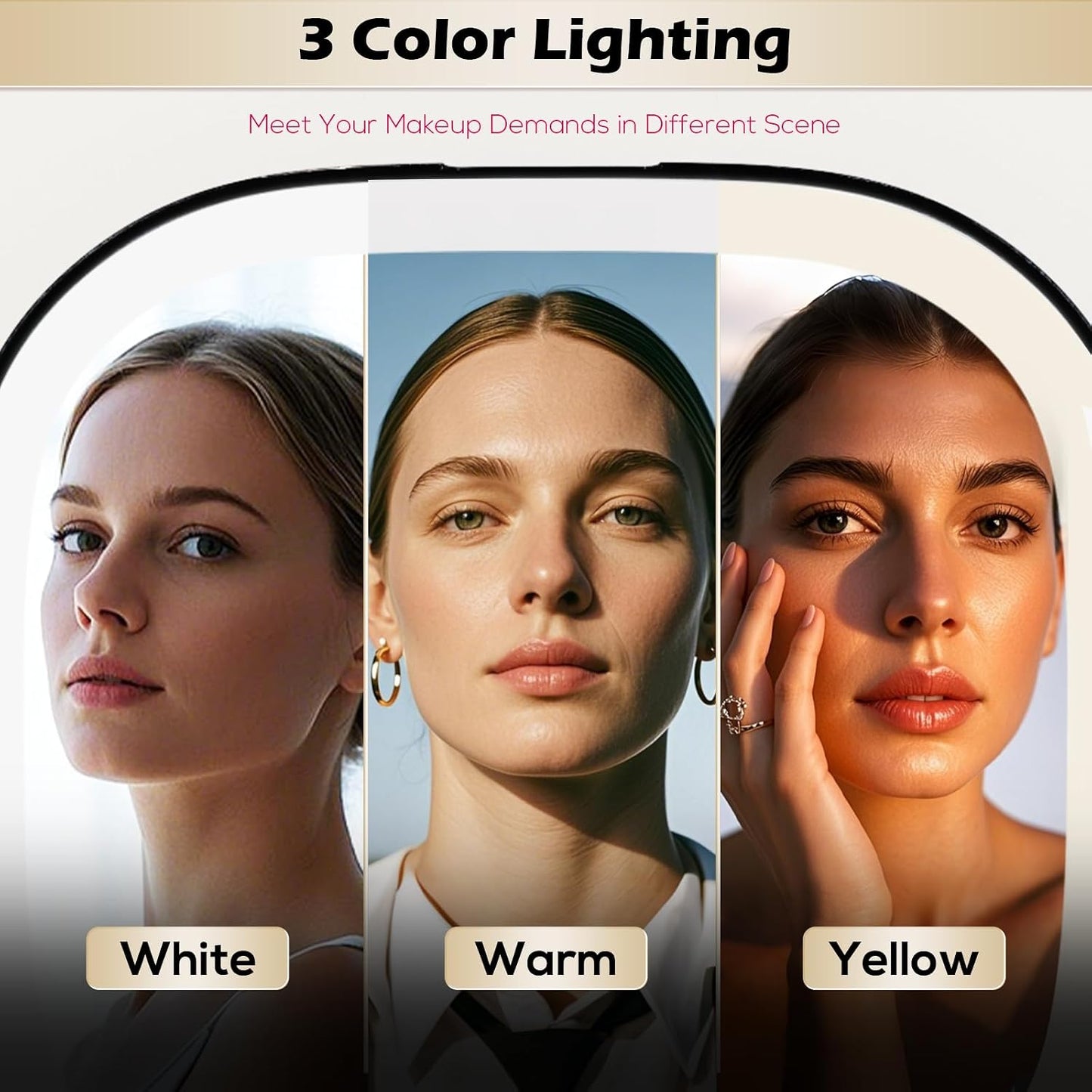 Lighted Travel Mirror - Adjustable Brightness, 1X/10X Magnification | Mini Dimmable Design for Handbag & Pocket (Black)