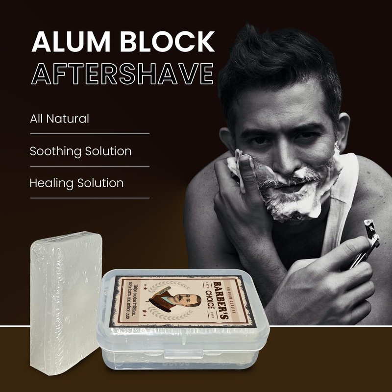 Pacific Pelican Barber’s Choice Alum Block – Premium Natural Potassium Alum for Razor Burn Relief & Post-Shave Care