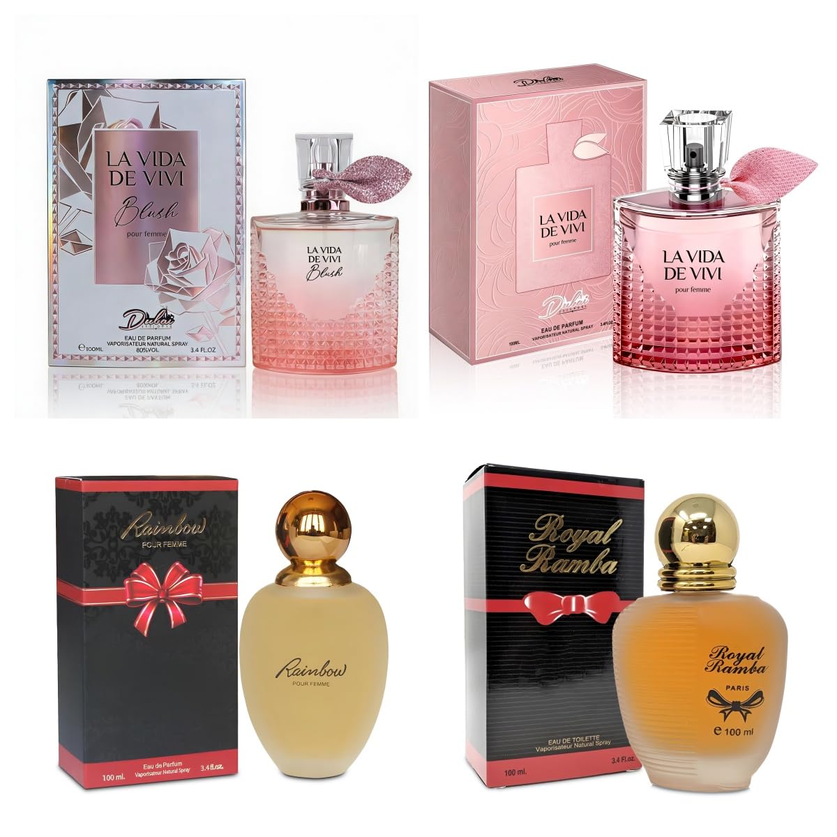 4PCS Women's Perfume Gift Set - Sweet Fruity Vanilla Scents | 3.4 Fl Oz Each