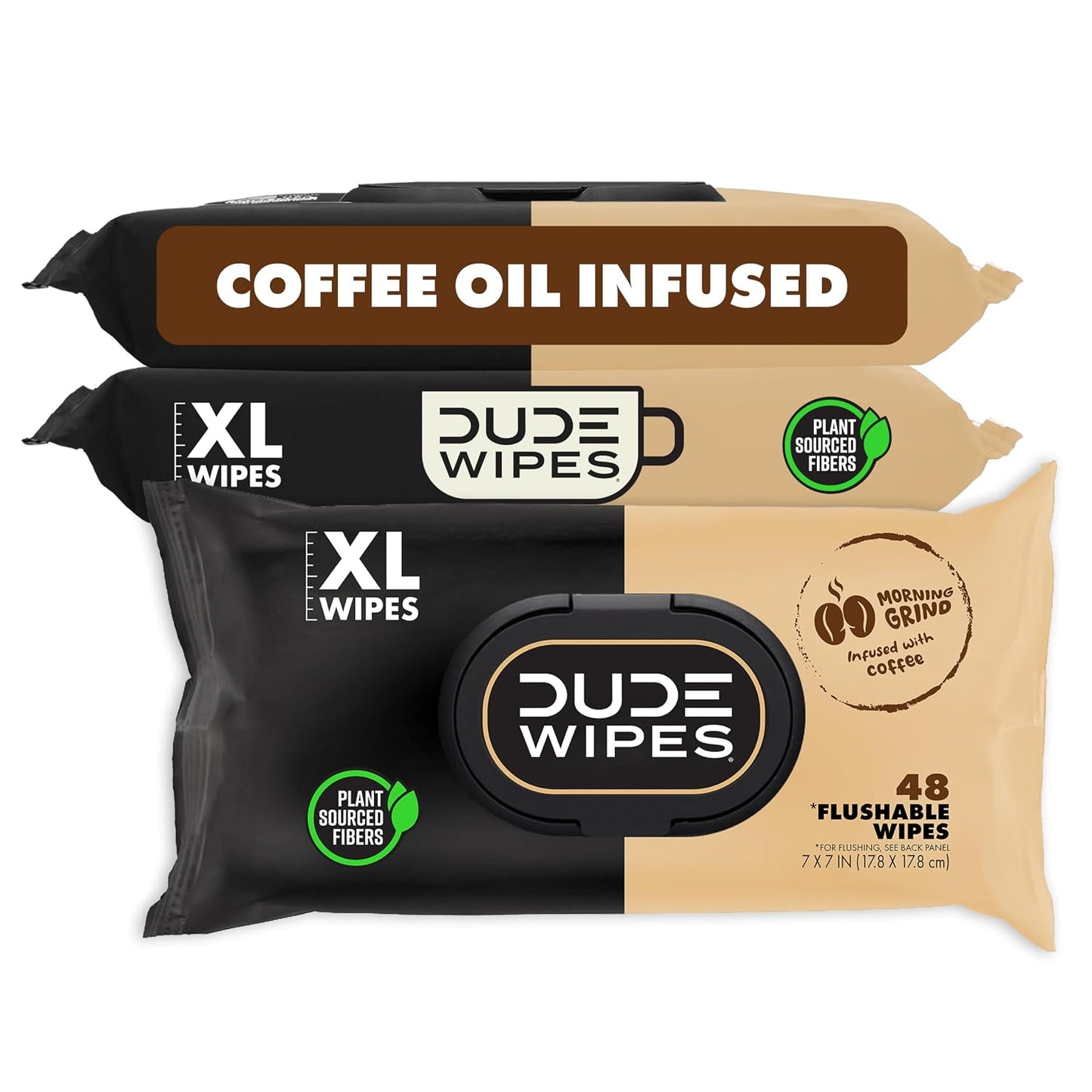 Dude Wipes Unscented Flushable Wipes - Extra-Large Adult Wet Wipes for Sensitive Skin | 6 Pack (288 Count) with Vitamin E and Aloe