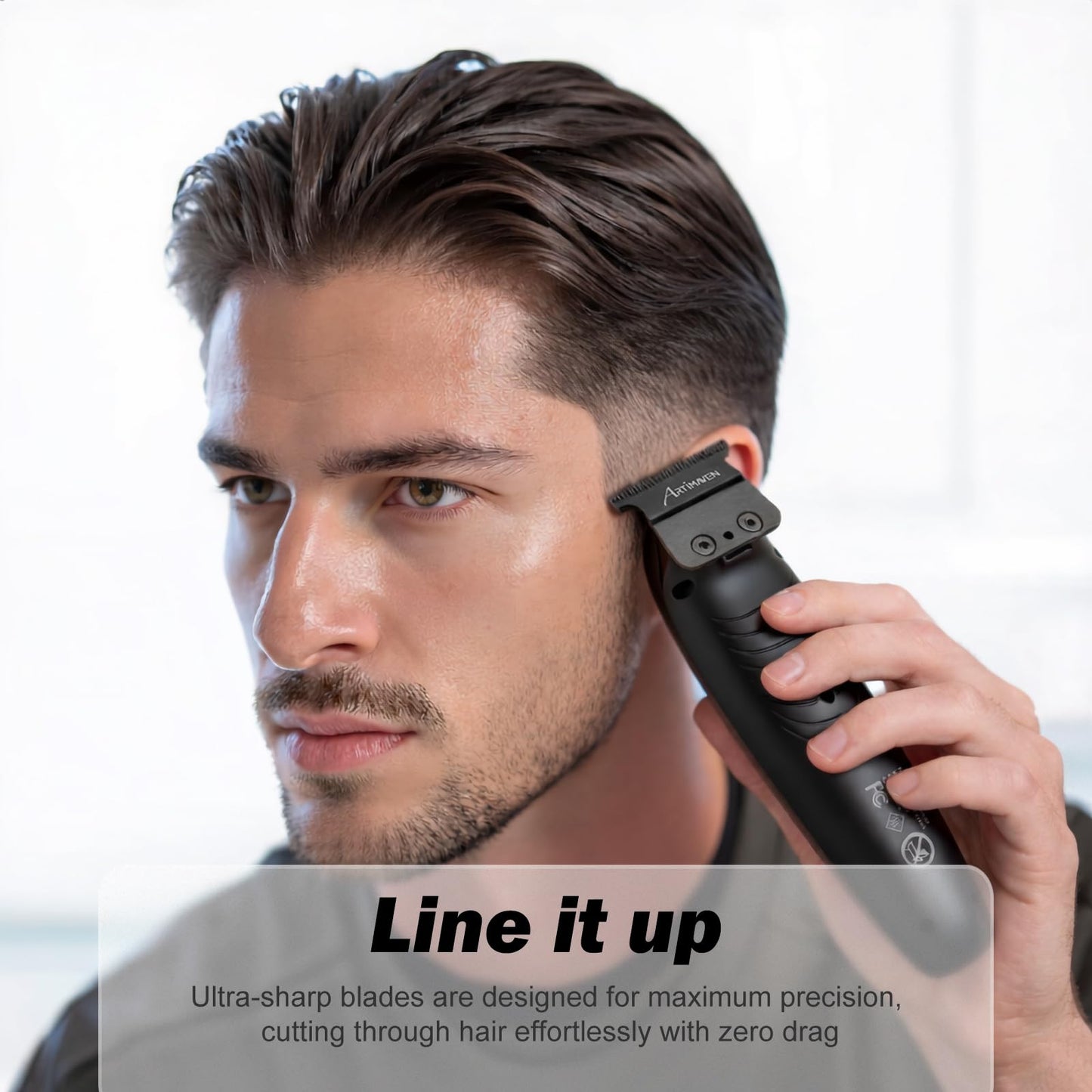 Artimaven Beard Trimmer for Men, USB-C Cordless Beard Trimmer with DLC Precision Blade, 150-Min Runtime, Compact Lightweight Travel Trimmer for Beard, Detail & Body Grooming with Toiletry Bag