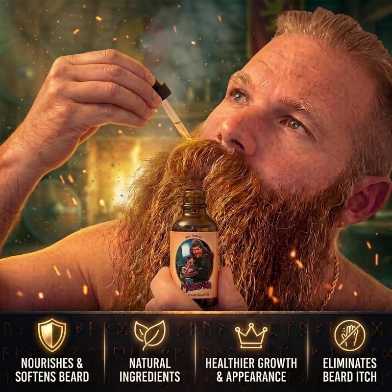 Fable Beard Co. Beard Oil - The Marksman, Crisp Pine & Warm Cedar Scented, Natural Beard Oil for Men with Jojoba & Argan Oils, Vitamin E, Beard Hair Softener, Made in USA (1 Fl Oz)