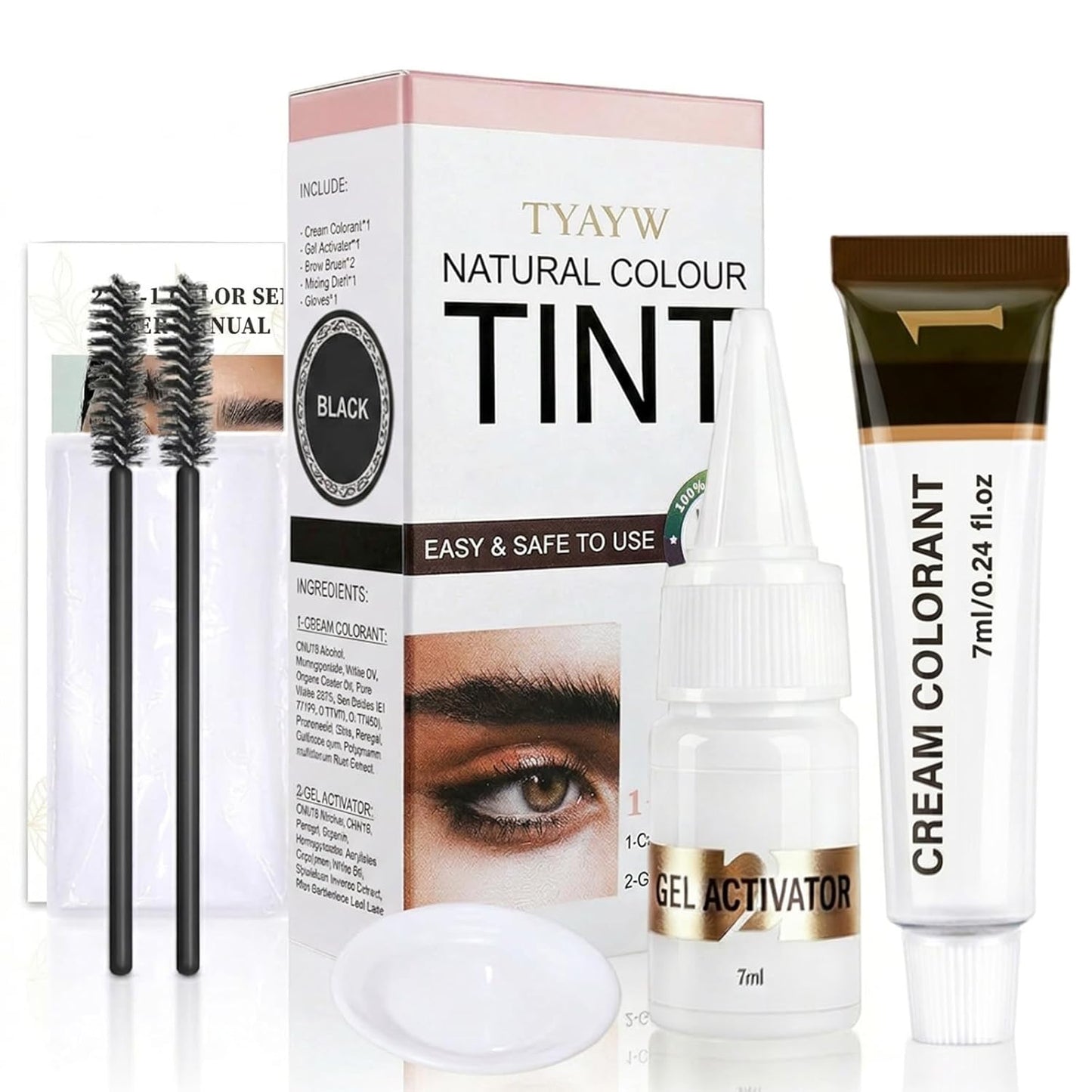 Lash Color Kit - Natural Eyebrow & Eyelash Coloring Set for Fuller Lashes | Easy DIY, 7ml (Brown)