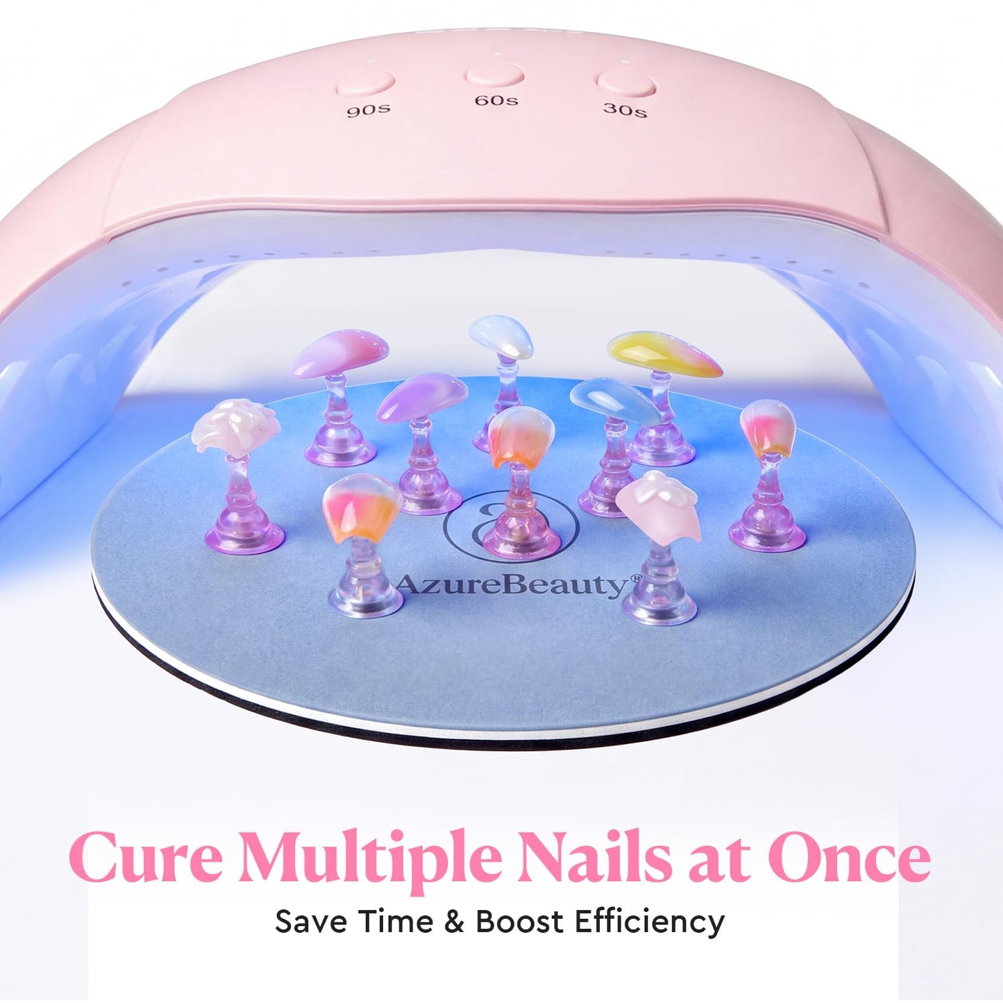 AZUREBEAUTY Nail Stand Set, Magnetic Nail Stand for Press Ons, Acrylic Nail Holder for Painting Nails, Round Metal Base, 200 Double-Sided Sticky Tabs, Nail Tips Practice Display for DIY Salon Supplies