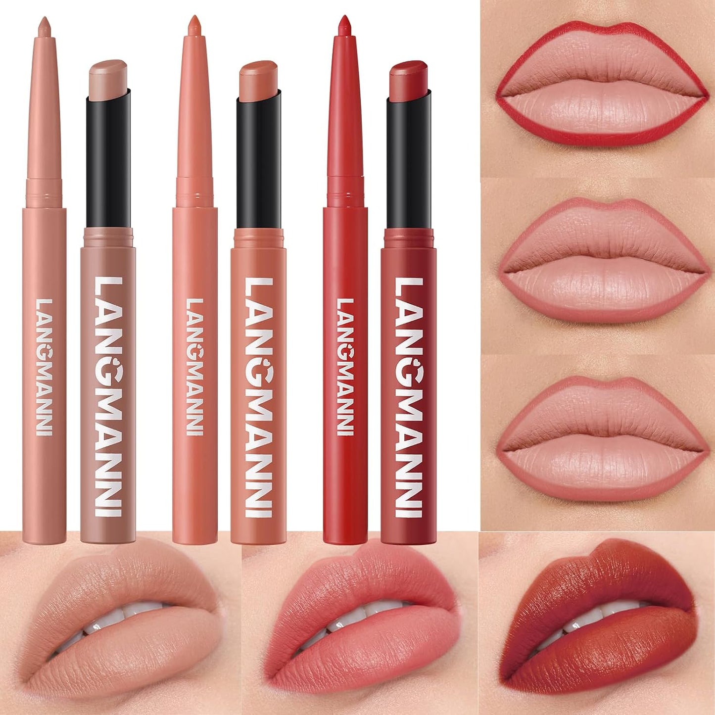Matte Lip Liner & Liquid Lipstick Set - Velvety Nude Waterproof Long Wear | 8 Pcs High Pigment Makeup Gift Set