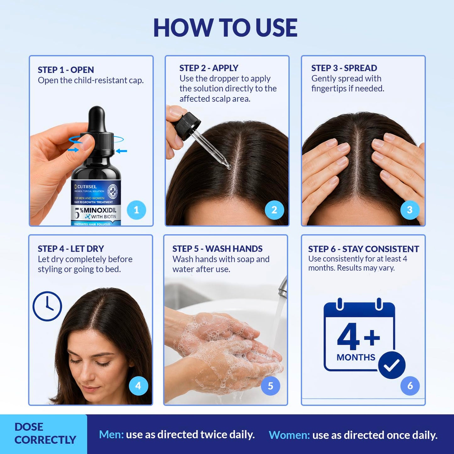 Minoxidil for Men and Women Extra Strength: Minoxidil 5% Topical Solution for Hair Regrowth Treatment for Hair Loss & Thinning Hair - Liquid Formula with Dropper Applicator