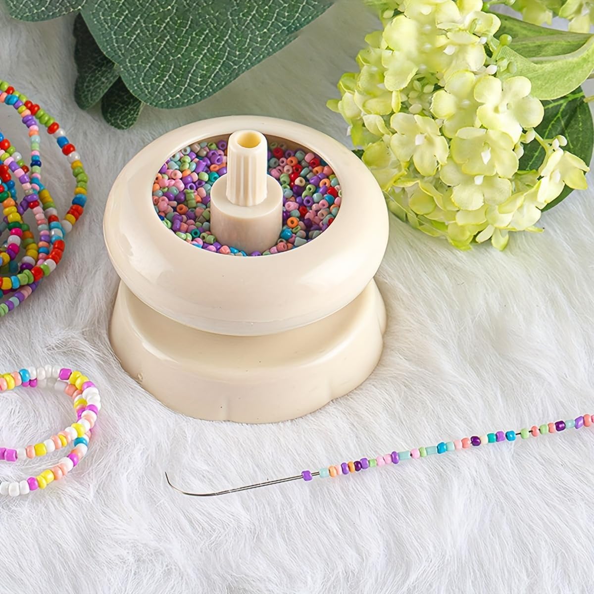 DIY Clay & Seed Bead Spinner Tool - Jewelry Making Threader with Curved Needle | Ideal for Necklaces & Bracelets