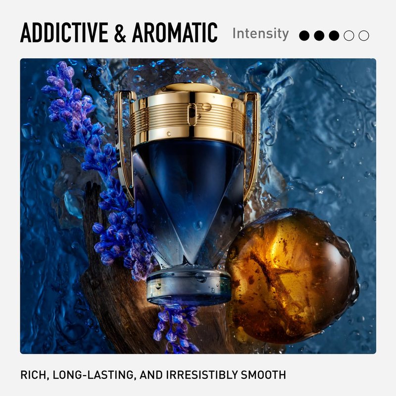 Rabanne Invictus Parfum for Men - Long Lasting Aromatic Aquatic Perfume with Lavender, Sandalwood & Musk - Trophy Bottle French Fragrance Spray from Paris, 3.4 oz
