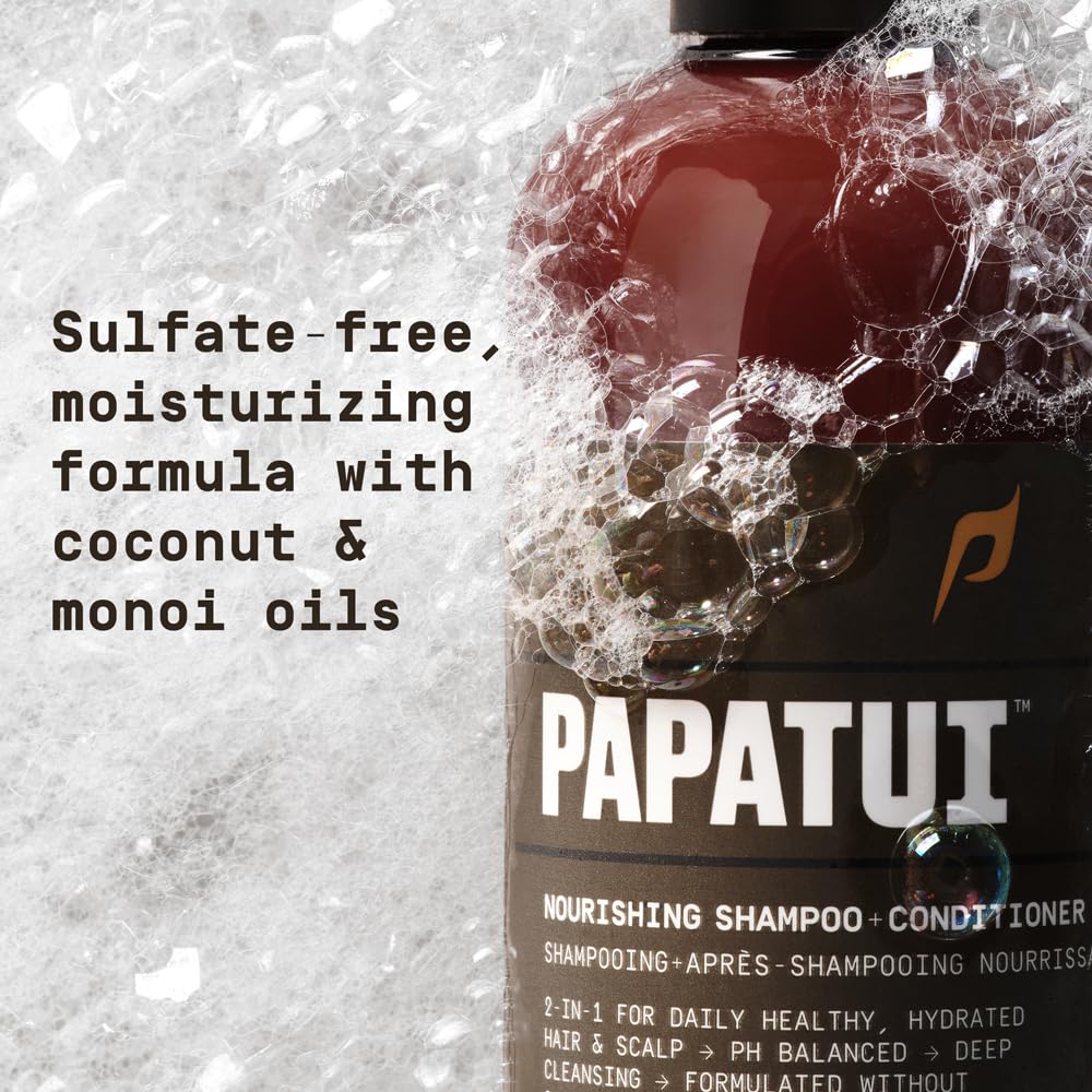 PAPATUI by Dwayne Johnson Nourishing Shampoo + Conditioner 2in1 for Men | Clean Hair & Scalp | Sulfate-Free | Sandalwood Suede | 18 oz