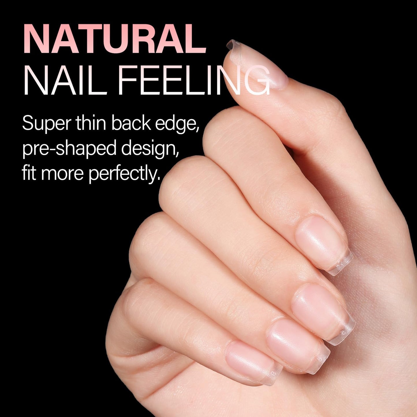 AILLSA Extra Short Coffin Nail Tips Full Cover Acrylic Gel Clear Nail Tips