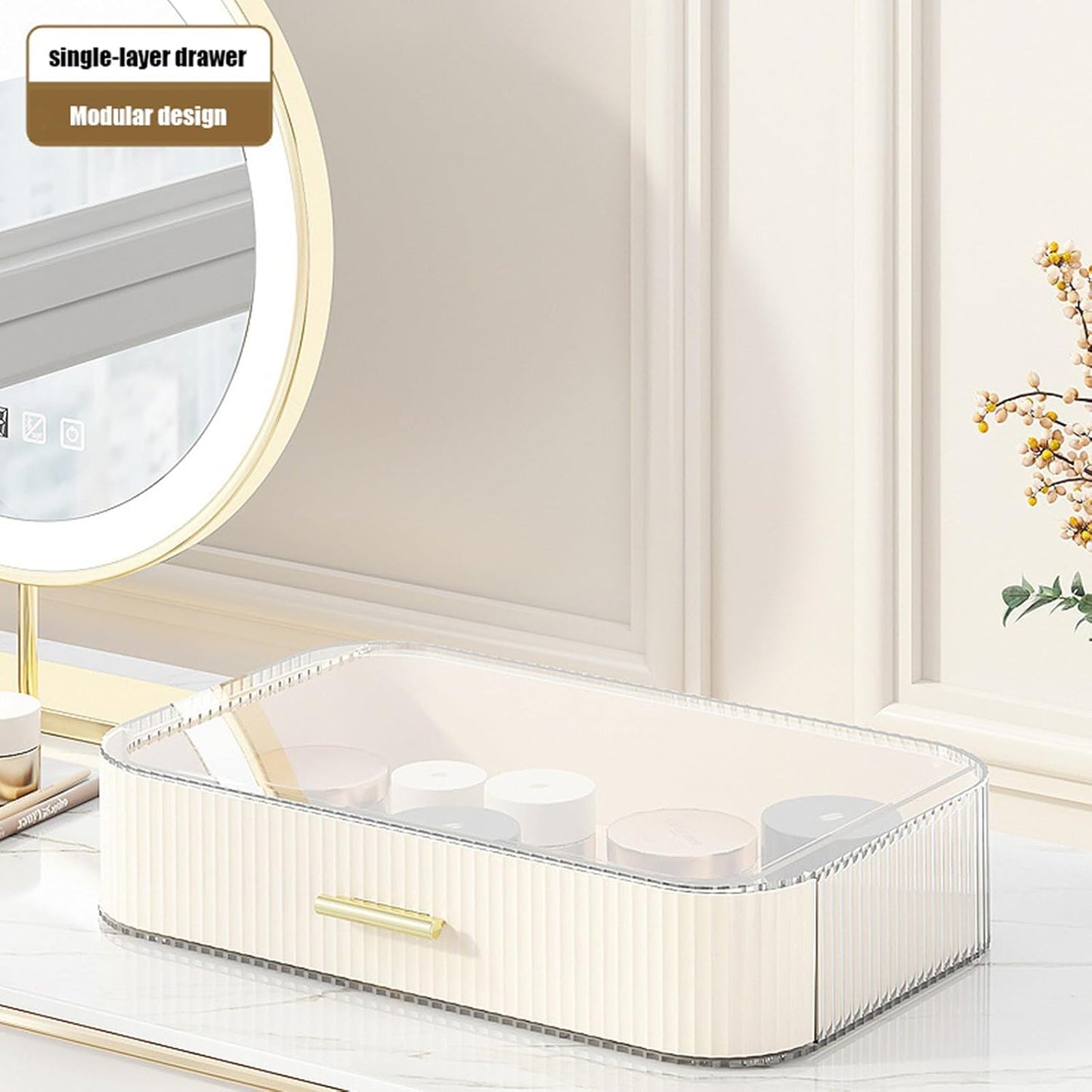 3-Layer Makeup Organizer - Clear Vanity Desk Storage with Drawers & Dividers | Perfect for Skincare & Perfume