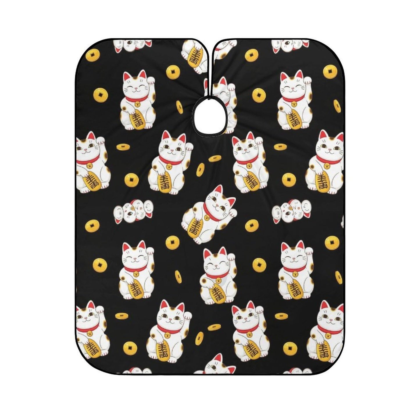 Women's Professional Hair Cutting Cape with Adjustable, Japanese Lucky Cat Kitten Cats Black Closure Barber Cape