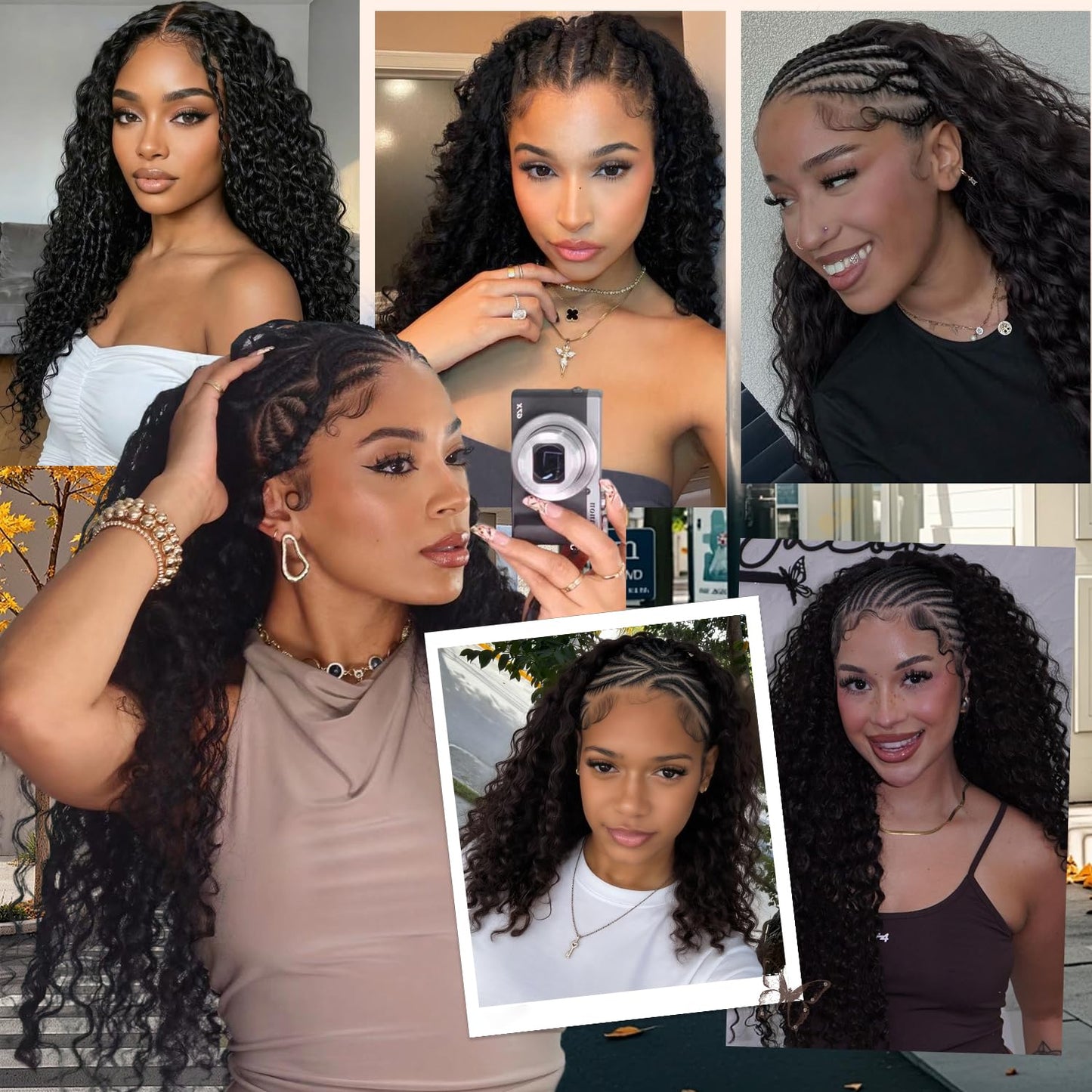 Curly Feather Miracle Knots Crochet Human Hair Feeling 18 Inch 100 Strands Invisible Knotless Pre-Separated Deep Wave Crochet Hair Extensions (1B, 18 Inch-100 Roots)