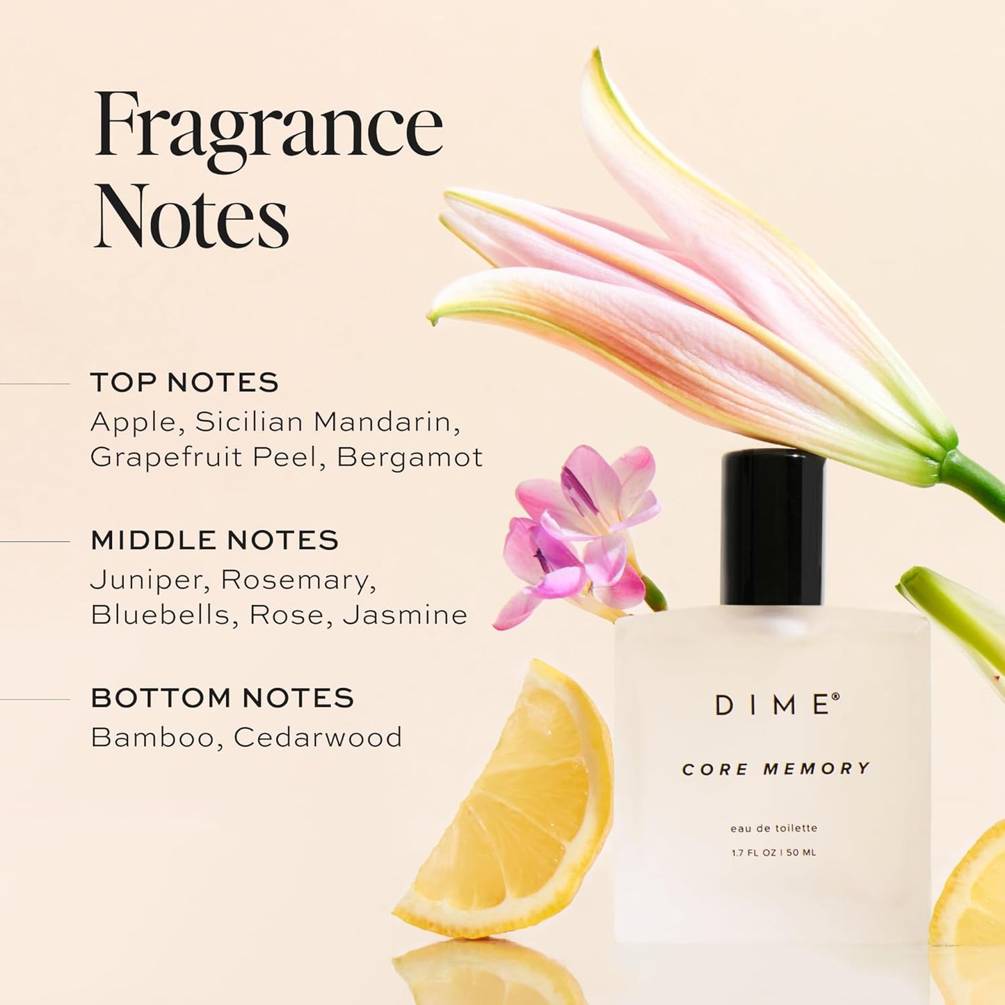 DIME Beauty Core Memory Perfume - Bright Citrus Fragrance for Women | 1.7 oz / 50 ml