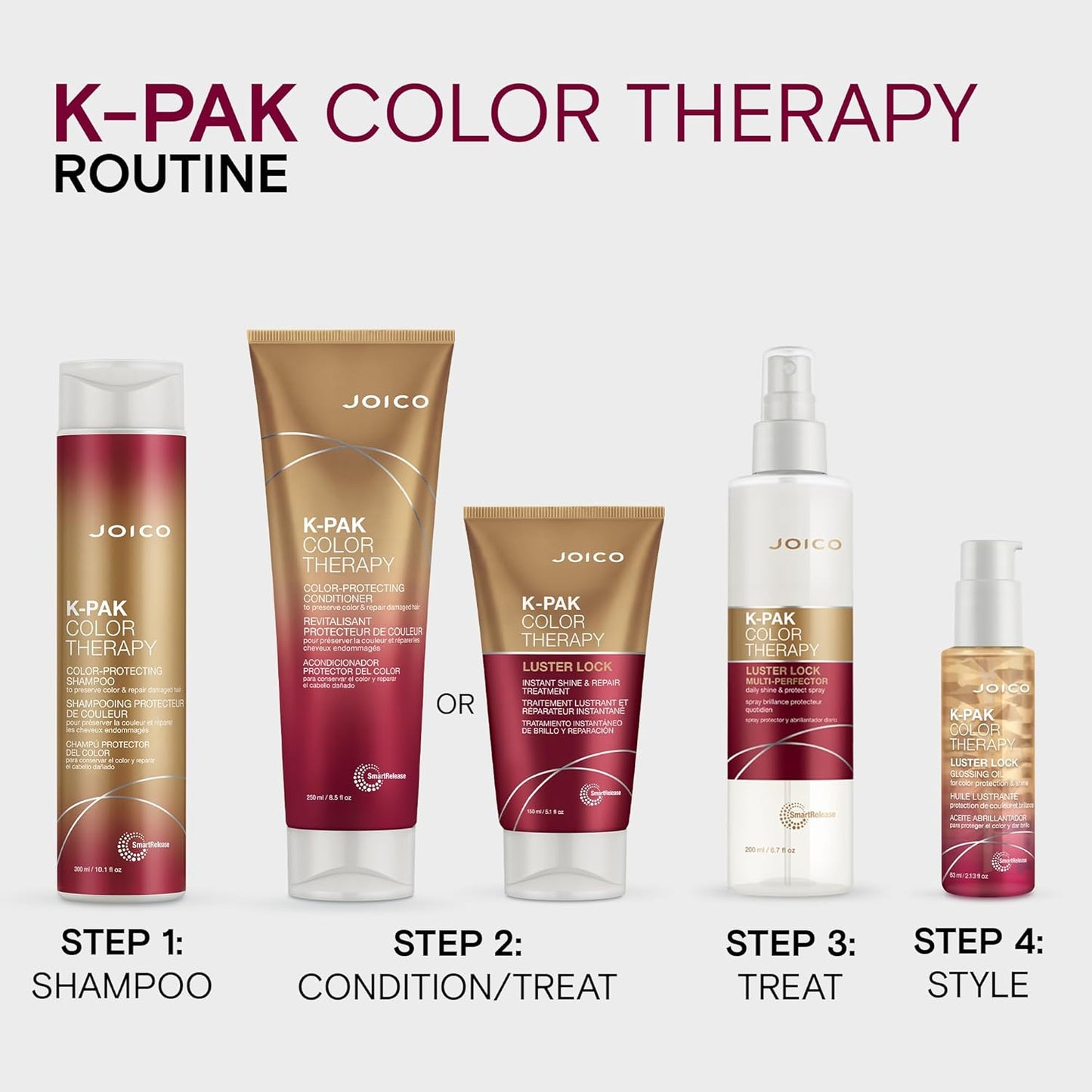 Joico K-PAK Color Therapy Luster Lock Treatment - Instant Shine & Repair for Color-Treated Hair | Boost Color Vibrancy with Keratin & Argan Oil