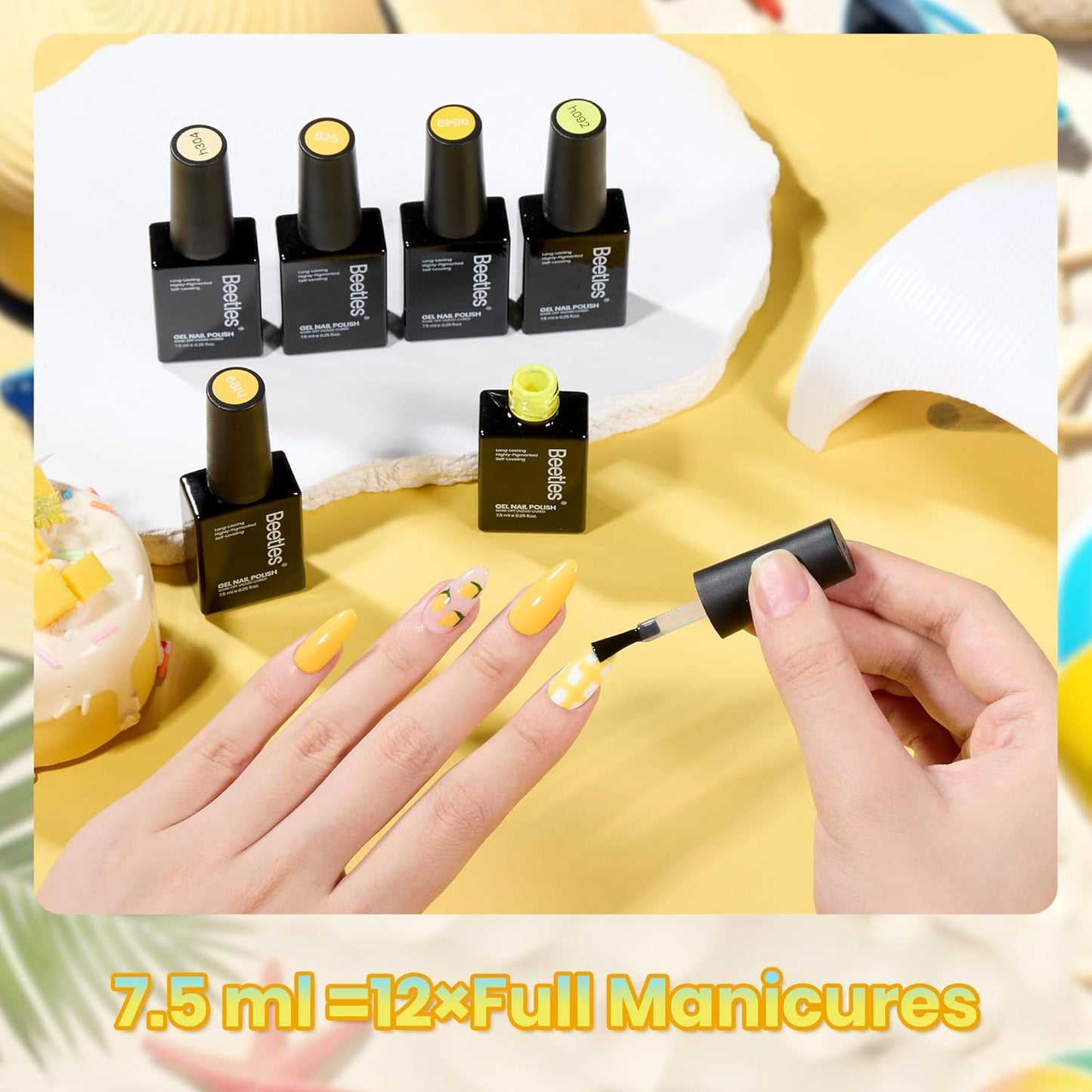 Beetles Yellow Gel Nail Polish Set - Amalfi Holiday | 6 Vibrant Summer Colors for Long-Lasting DIY Nail Art