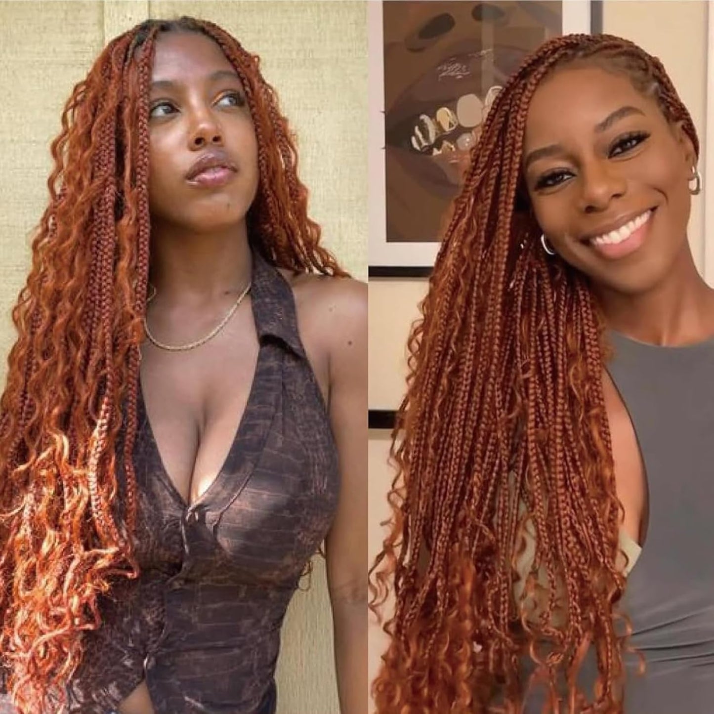 Boho Braiding Hair Ginger 350 Curly Braiding Hair Extensions 22 22 Inch 100g Orange Deep Wave Braids Crochet Knotless Braiding Hair for Women