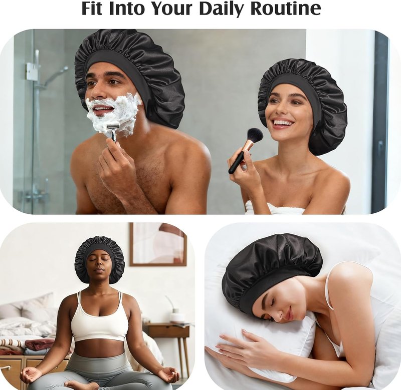 Real Mulberry Silk Bonnet - Double Layer Adjustable Sleep Cap for Women & Men | Non-Slip Design