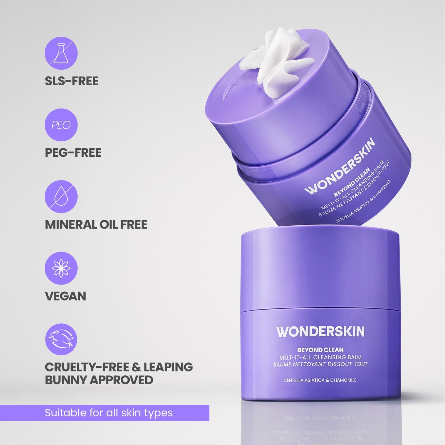 Wonderskin Cleansing Balm Refill Pod – Balm to Milk Makeup Remover, Melt-It-All Gentle Hydrating Face Cleanser with Centella and Chamomile