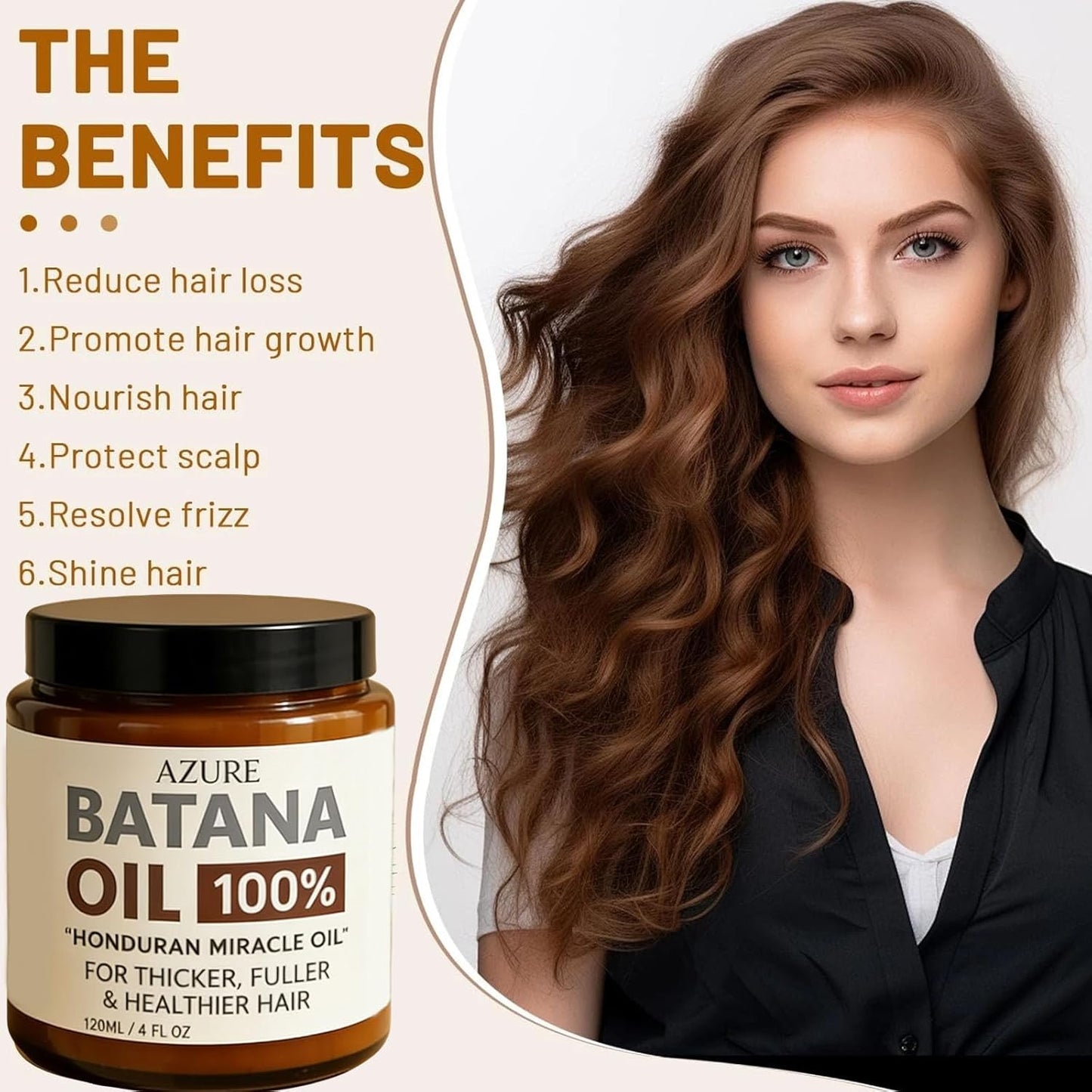 Azure Batana Oil for Hair Growth - 100% Pure Organic Hydrating Oil for Thicker, Stronger Hair | 4 Fl Oz