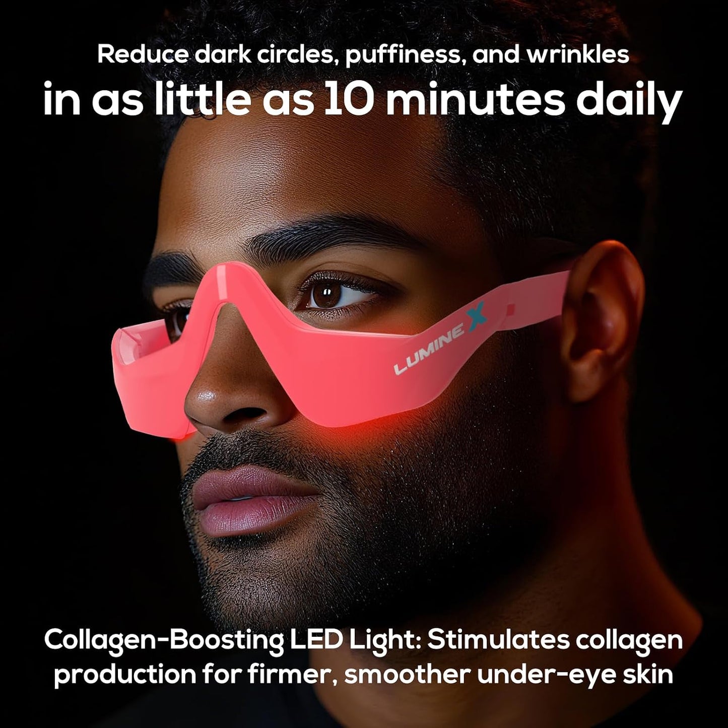 Under-Eye Red Light Therapy Device - Microcurrent Eye Massager for Puffiness & Eye Bags | Pink