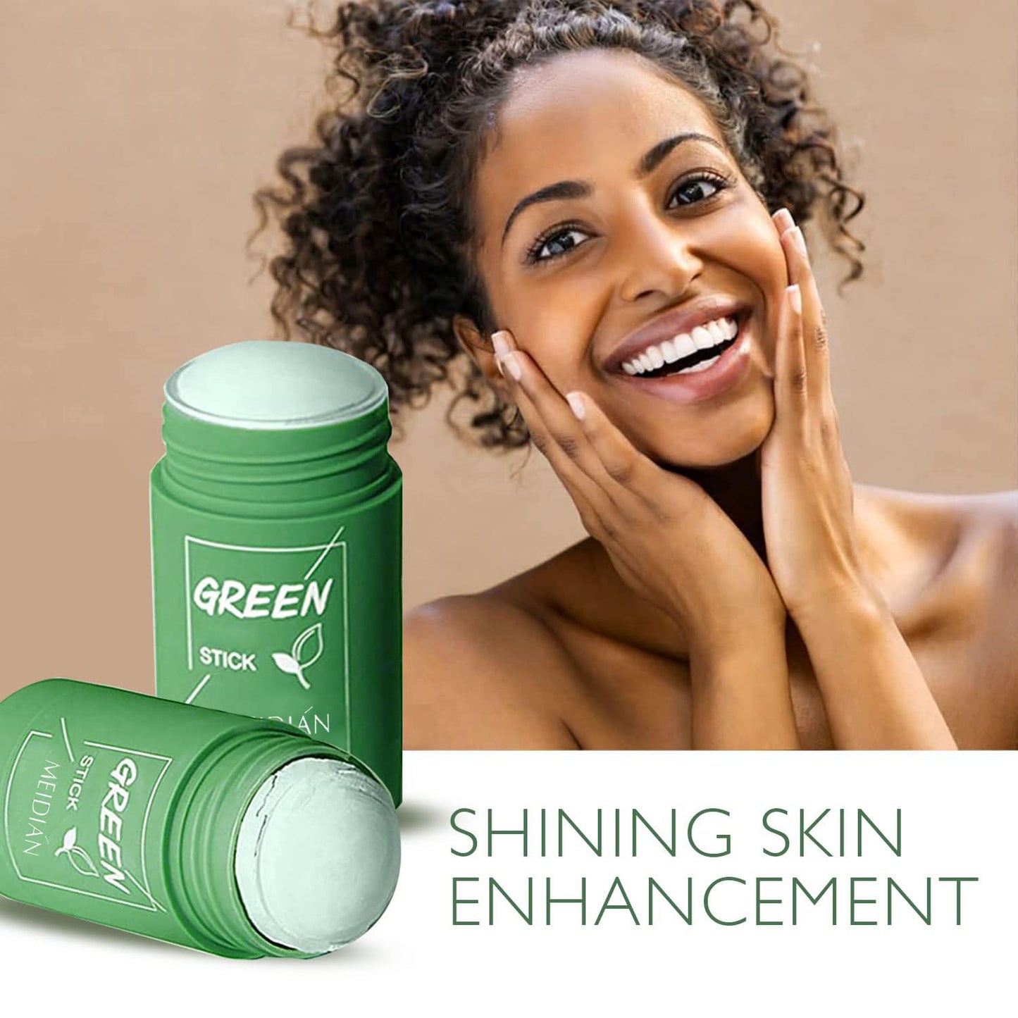 ShineMore Green Tea Clay Stick(2PCS): Blackhead Remover for Face, Green Clay Mask for Deep Pore Cleansing, Moisturizing, and Brightening for Men and Women