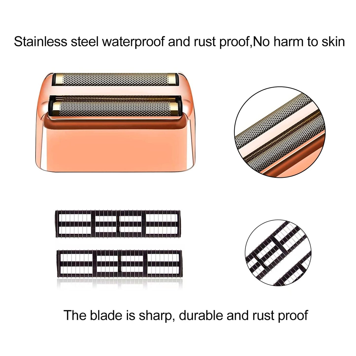 Rose Gold Replacement blades Foil and Cutters Compatible with BaBylissPRO Barberology FXFS2 Shaver foil Replacement Heads(1 pack ）