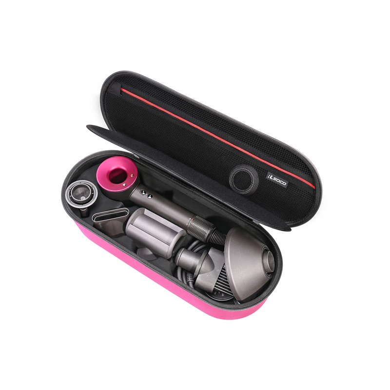 RLSOCO Hard Case for Dyson Supersonic Nural/Supersonic Hair Dryer HD15 HD08 HD07 HD03 HD01, Portable Travel Storage Bag for Dyson Hair Dryer - Fits Complete Supersonic Accessories (Pink)