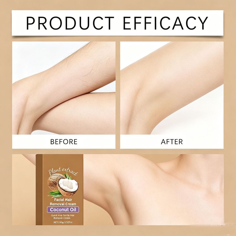 EZNFSW Coconut Oil Facial Hair Removal Cream, Plant Extract Organics Painless Formula for Sensitive Skin – 3.5 oz