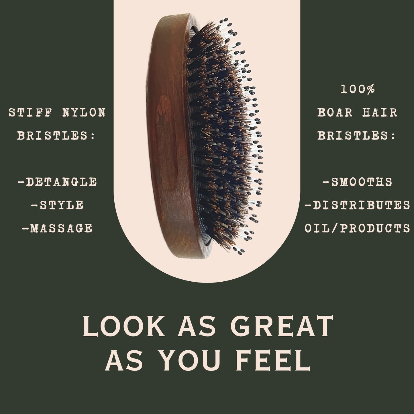 MANBRUSH Beard Brush for Men – Boar Bristle & Nylon Military-Style Palm Brush – Dual Soft & Stiff Bristles for Hair & Beard Grooming – Travel Size – Gift Tin Included