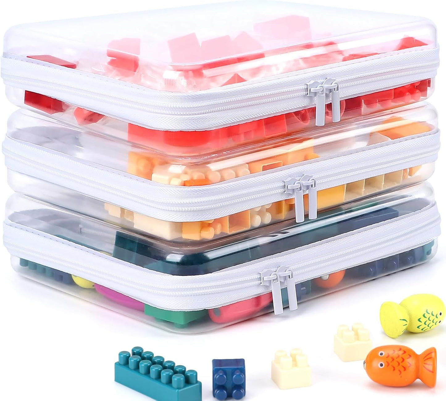 Clear Hard Shell Zipper Case - 3 Pack Waterproof Makeup Organizer & Travel Toiletry Bag | Large Size