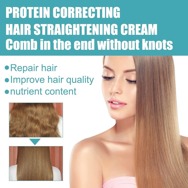 Protein Hair Straightening Cream - Silk & Gloss Formula for Curly Hair | 2-Pack