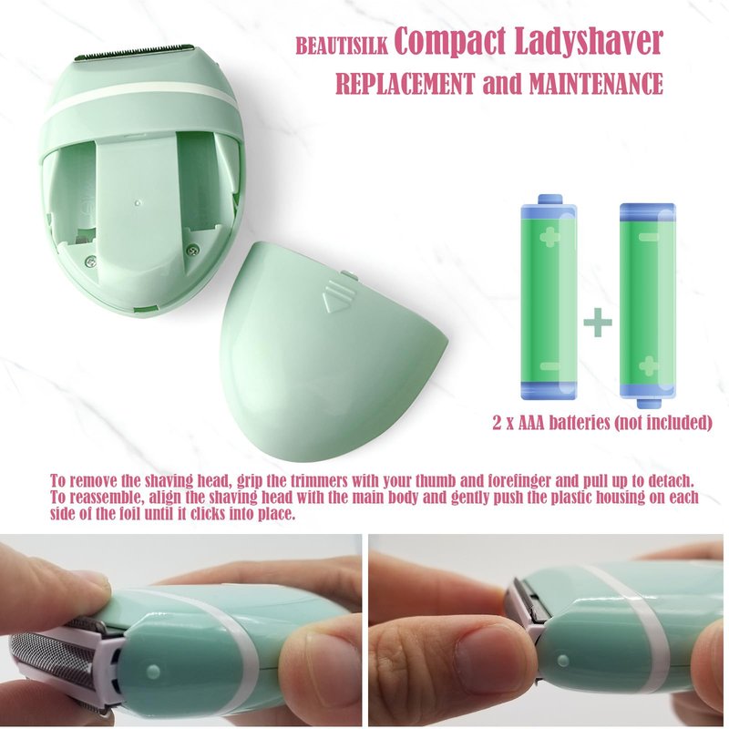 Electric Hair Shaver for Women: Compact, Cordless Wet & Dry Razor for Smooth Body & Dual Trimmers – Bikini Line and Quick, Travel-Friendly.BEAUTISILK (Green)