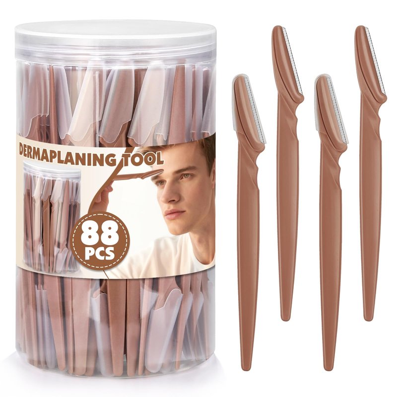 Phyyixs 88 Pcs Terracotta Dermaplaning Tool & Face Razors for Women in Storage Jar – Aesthetic Eyebrow Razor for Women & Men, Precision Face Shaver with Safety Covers, Skincare Gift for Women