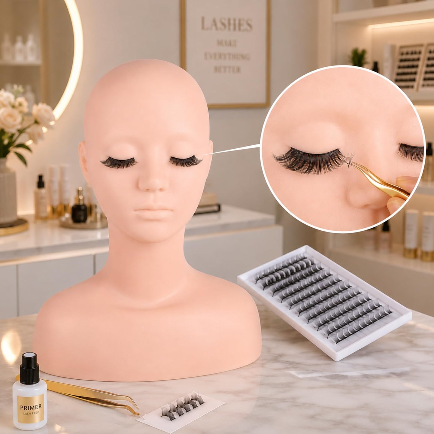 Lwuey Esthetics Mannequin Head with Shoulders, Silicone PVC