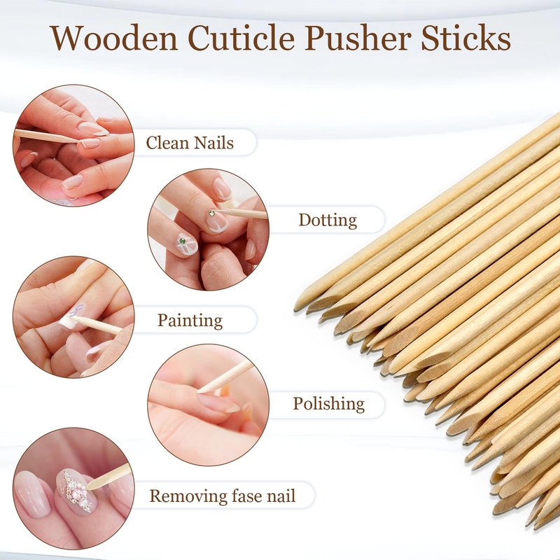 GOLD HONEY 360PCS Cuticle Pusher Wood in Boxed - 4.5 Inch Double Sided Orangewood Sticks for Nails Used - Professional Manicure & Cuticle Remover - Manicure Pedicure Tool